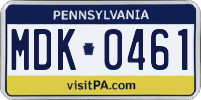 PA license plate MDK0461
