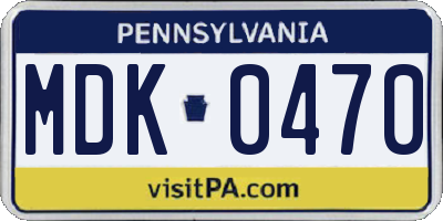 PA license plate MDK0470