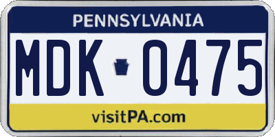 PA license plate MDK0475
