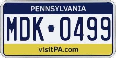 PA license plate MDK0499
