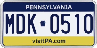 PA license plate MDK0510