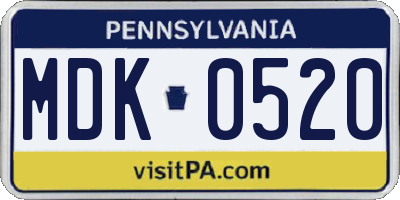 PA license plate MDK0520