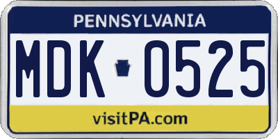 PA license plate MDK0525