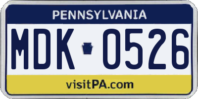 PA license plate MDK0526