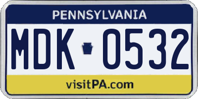 PA license plate MDK0532