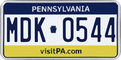 PA license plate MDK0544