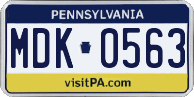 PA license plate MDK0563