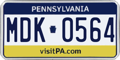 PA license plate MDK0564