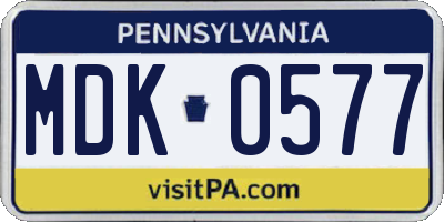 PA license plate MDK0577