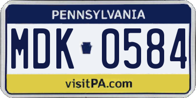 PA license plate MDK0584
