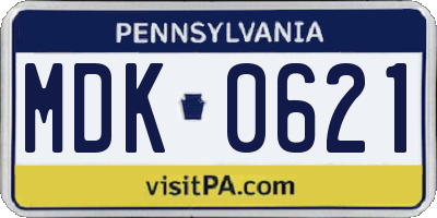 PA license plate MDK0621