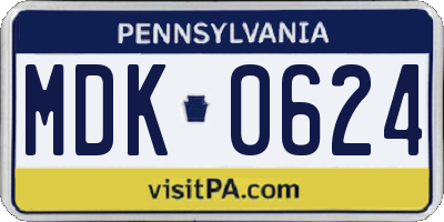 PA license plate MDK0624