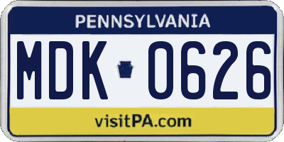 PA license plate MDK0626