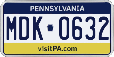 PA license plate MDK0632