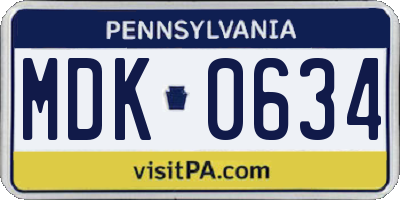 PA license plate MDK0634