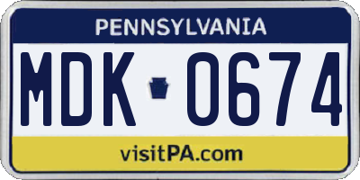 PA license plate MDK0674