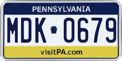PA license plate MDK0679