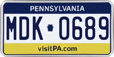 PA license plate MDK0689