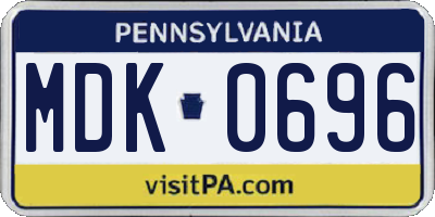 PA license plate MDK0696