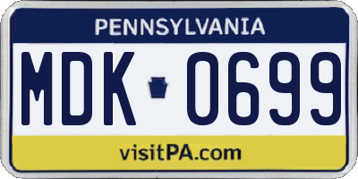 PA license plate MDK0699