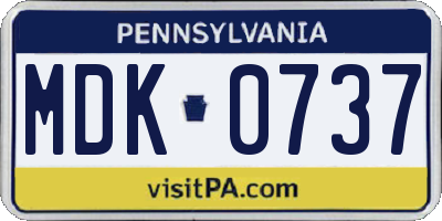 PA license plate MDK0737