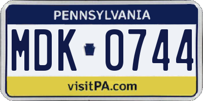 PA license plate MDK0744