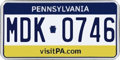 PA license plate MDK0746