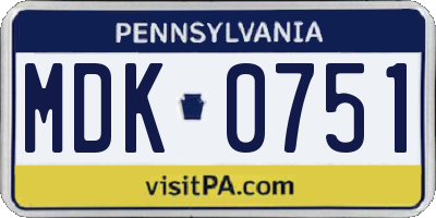 PA license plate MDK0751