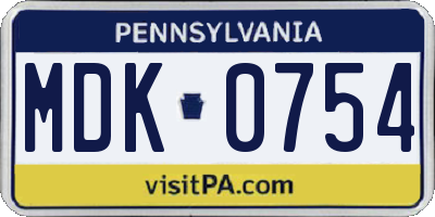 PA license plate MDK0754