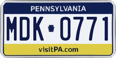 PA license plate MDK0771