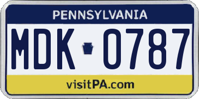 PA license plate MDK0787