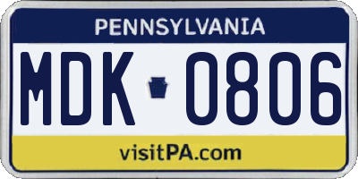 PA license plate MDK0806