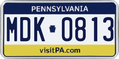 PA license plate MDK0813