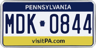 PA license plate MDK0844