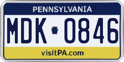 PA license plate MDK0846
