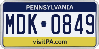 PA license plate MDK0849