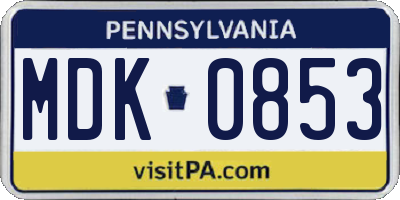 PA license plate MDK0853