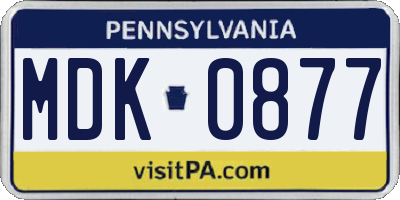 PA license plate MDK0877