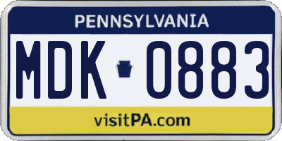 PA license plate MDK0883