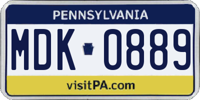 PA license plate MDK0889