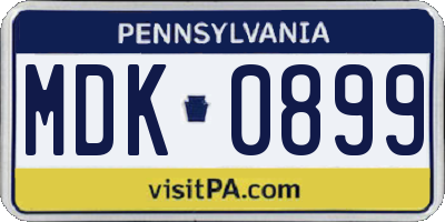 PA license plate MDK0899