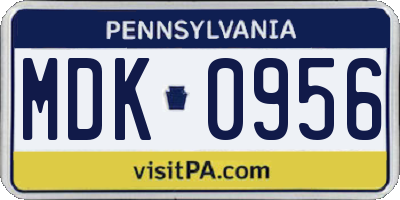 PA license plate MDK0956