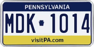 PA license plate MDK1014