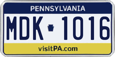 PA license plate MDK1016