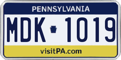 PA license plate MDK1019