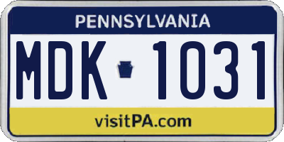 PA license plate MDK1031