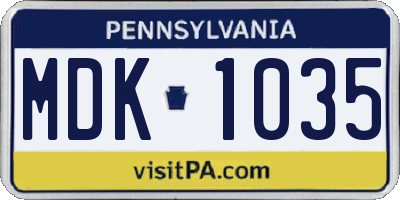 PA license plate MDK1035