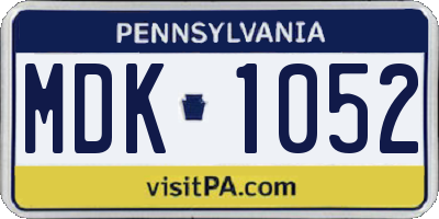 PA license plate MDK1052