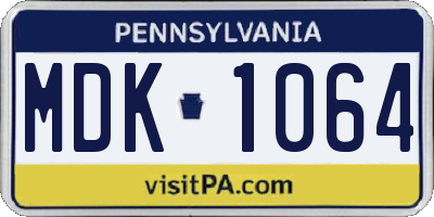 PA license plate MDK1064