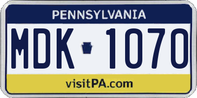 PA license plate MDK1070